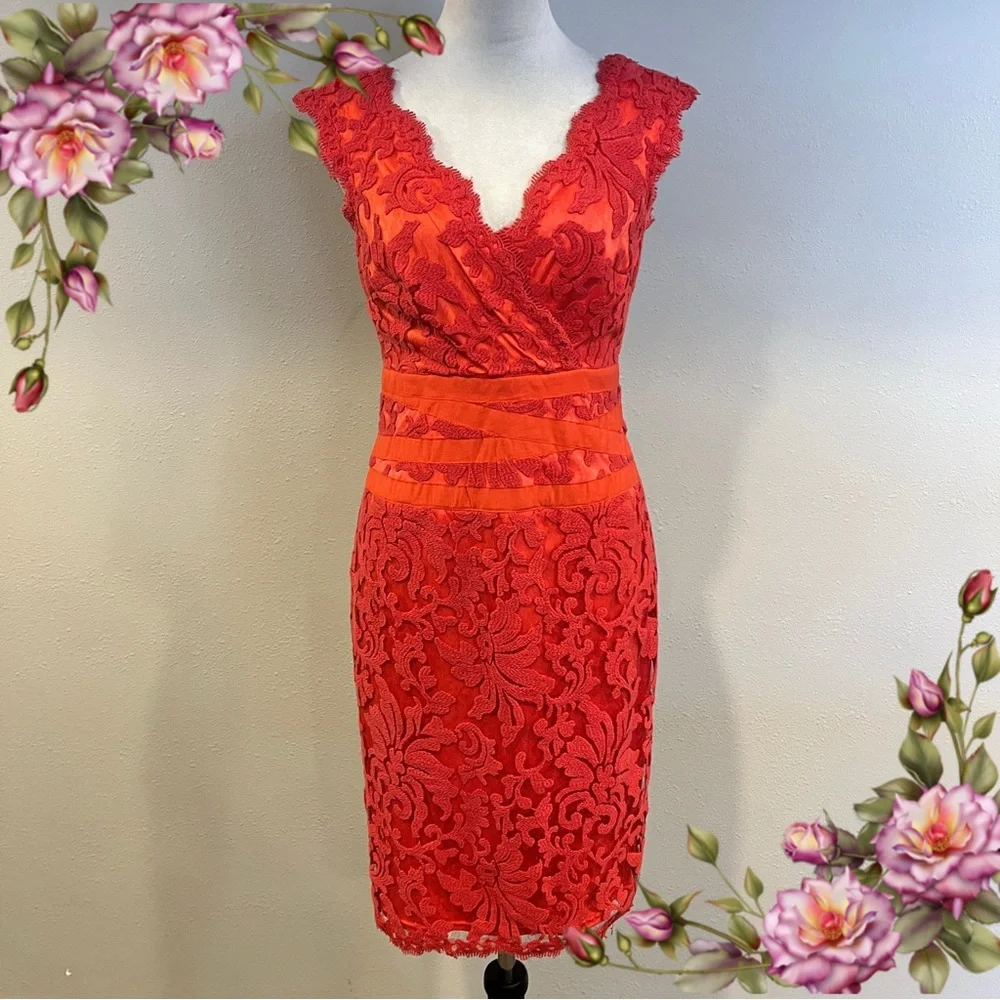 Tadashi Shoji Sleeveless‎ v-neck Lace Sheath Dress